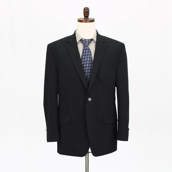 Michael Kors 42L Black Solid 2-Button Sport Coat Blazer Jacket W036 - Picture 1 of 10